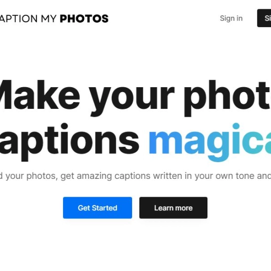 Logo de IA "Caption My Photos".