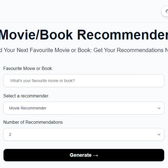 Logo of AI "Movie & Book Recommender".